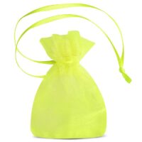 Bolsas de organza 7 x 9 cm (SDB) - verde neón Bolsas pequeñas 7x9 cm