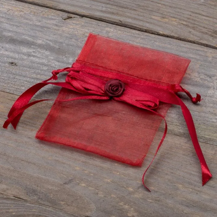 Bolsas de organza 8 x 10 cm - granate B San Valentín