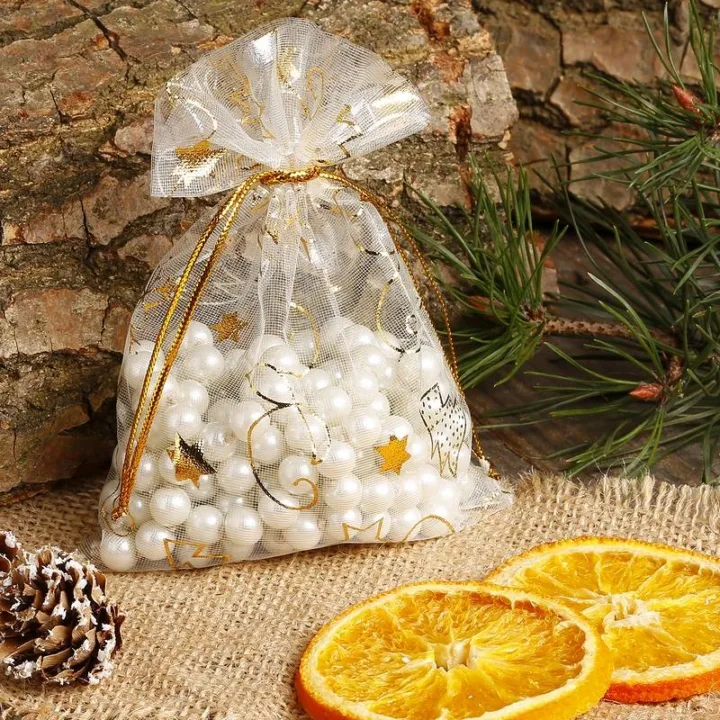 Bolsas de organza 8 x 10 cm - Navidad / 8 Bolsas de organza