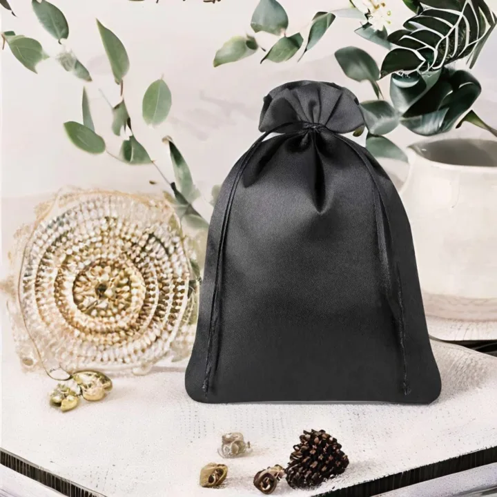 Bolsas de satén 26 x 35 cm - negro Bolsas con cierre rápido y fácil