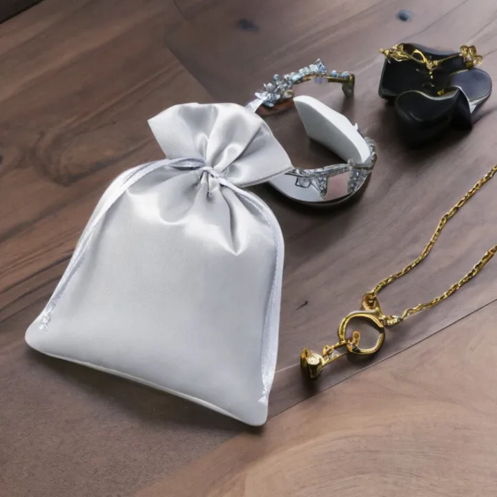 Bolsas de satén 8 x 10 cm - gris plata Bolsas de satén