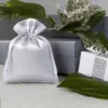 Bolsas de satén 8 x 10 cm - gris plata Bautismo