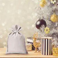 Bolsas de terciopelo 12 x 15 cm - gris plata Baby Shower