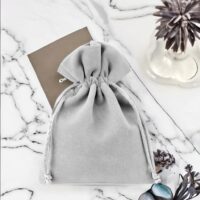 Bolsas de terciopelo 12 x 15 cm - gris plata Despedida de soltera y despedida de soltero