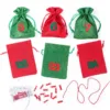 Bolsas de yute con calendario de adviento, tamaño 12 x 15 cm - verde y rojo + números rojos y verdes Bolso de la Navidad