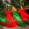 Bolsas de yute con calendario de adviento, tamaño 12 x 15 cm - verde y rojo + números rojos y verdes Sectores / Envoltorio