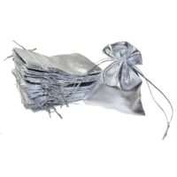 Bolsas metálico 8 x 10 cm - gris plata Bautismo