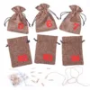 Calenario de adviento de yute 13 x 18 cm: natural oscuro + números rojos Bolsa de yute