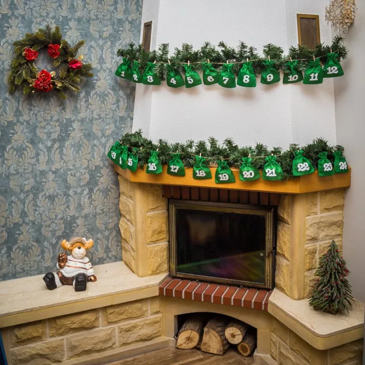 Calendario de adviento bolsas de yute 12 x 15 - verde + números blancos Todos los productos