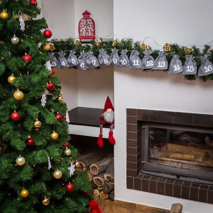 Calendario de adviento bolsas de yute 12 x 15 cm: gris + número blancos Todos los productos