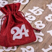 Calendario de Adviento bolsas de yute 13 x 18 cm: granate + números blancos Gadgets de marketing