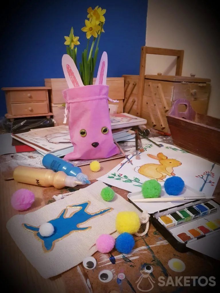 Creativo con su hijo - Bolsas de bricolaje para Pascua