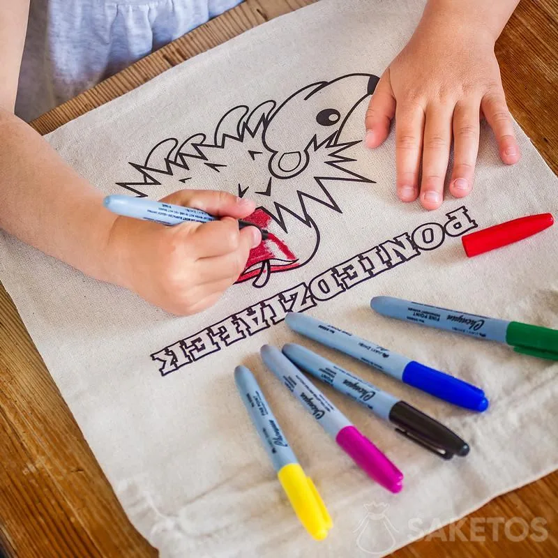 Bolsa de lino para ropa infantil para colorear