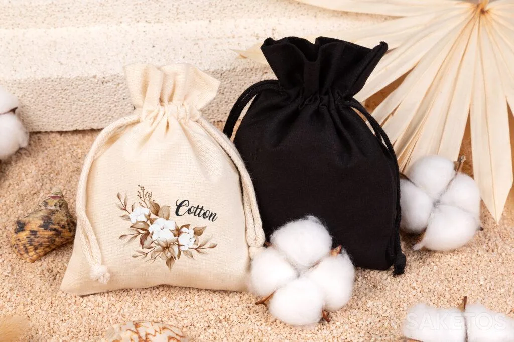 Bolsas de algodón: embalajes duraderos y ecológicos. materiales naturales