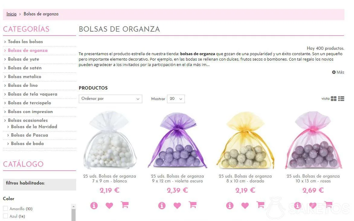 Bolsas de organza DIY