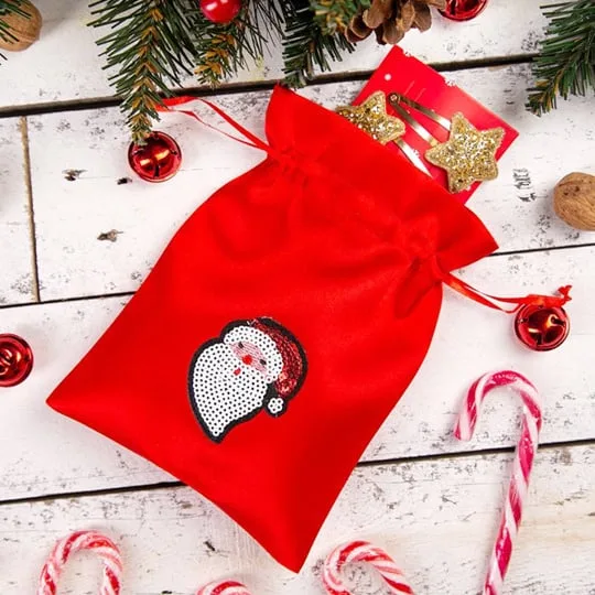 Bolsa de terciopelo para envolver regalos de Navidad