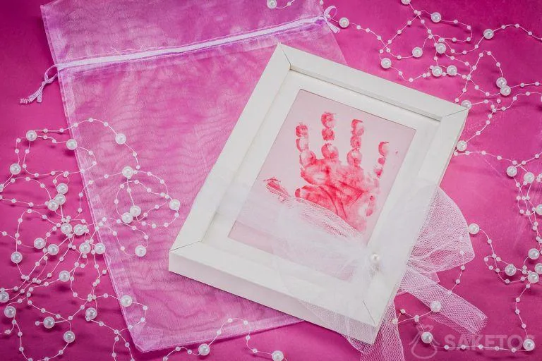 Bolsa de organza para la huella de la mano del bebé