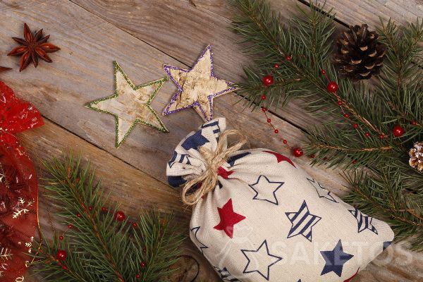El fabricante de bolsas de lino ofrece bolsa elegante con estampado de estrellas