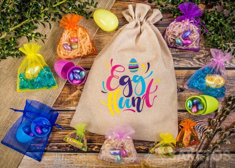 Bolsa egg hunt y bolsitas para huevos de chocolate