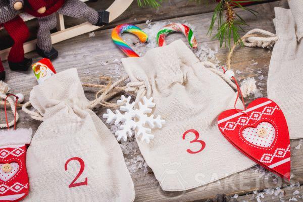 Calendario de adviento de bolsas de lino