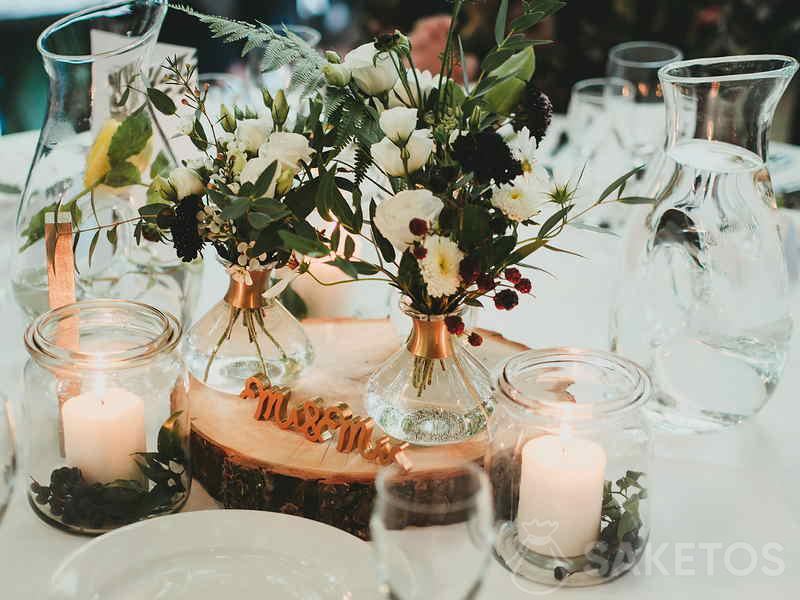 Candelero en tarro - decoración de boda estilo rústico y boho