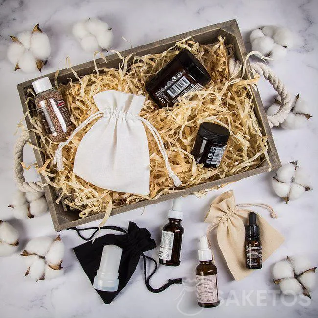 Bolsitas de algodón para cosméticos y productos de cuidado personal en un set de regalo reutilizable