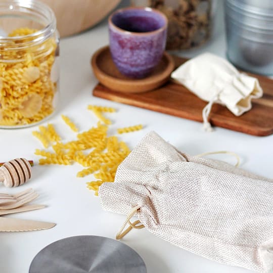 Bolsas de tela en la cocina