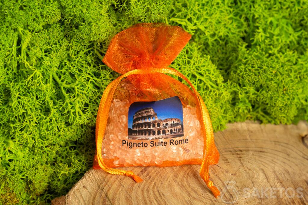 Impresión fotorrealista. Bolsa de organza con imagen impresa.