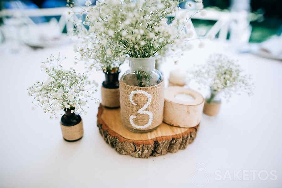 Decoraciones de boda rústicas hechas con tarros - boda rústica