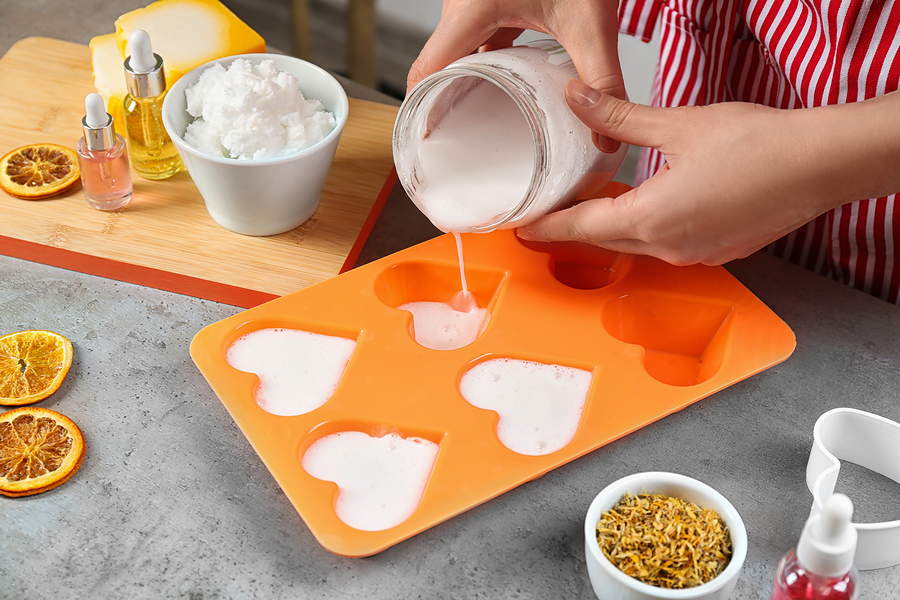 Jabones caseros en forma de corazón