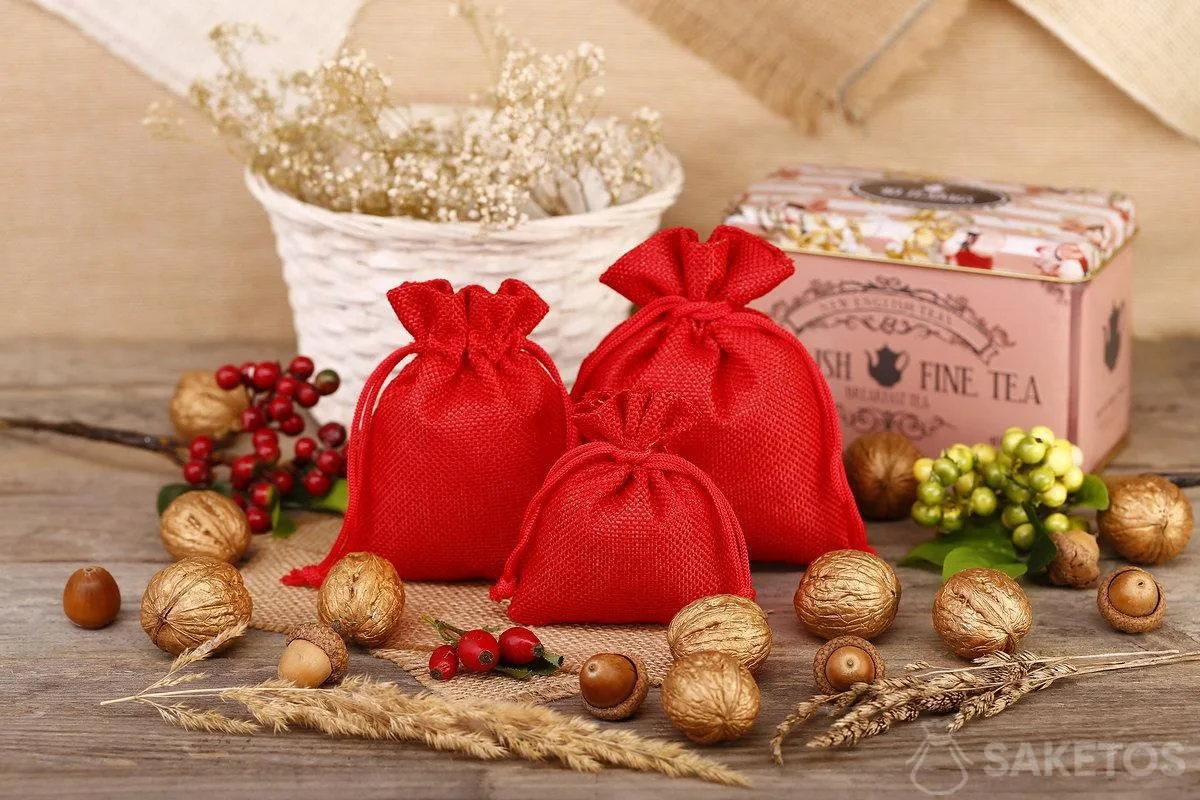 Bolsas de yute para guardar decoraciones