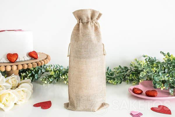 Bolsa de vino de yute