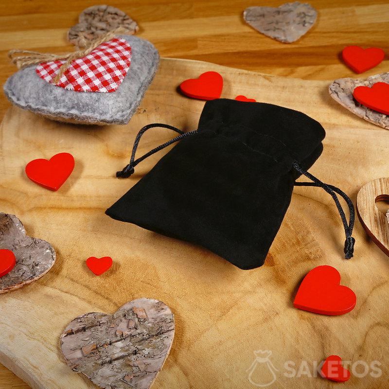 Bolsa de tela para joyería: terciopelo negro