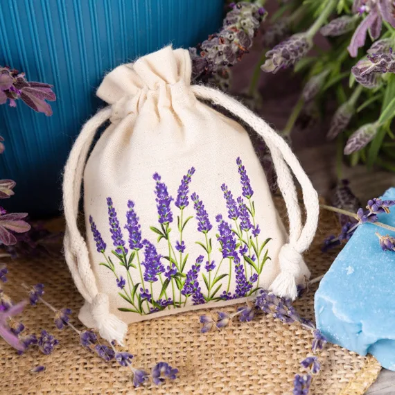 Saquito de algodón con lavanda – con logo, regalo corporativo