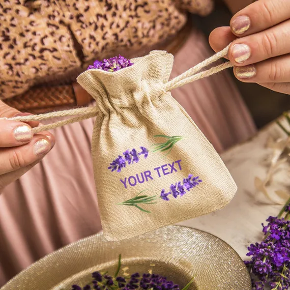 Saquito de lino con lavanda – para personalización para hoteles