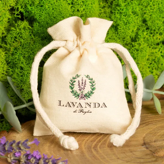 Bolsita de algodón aromática con estampado – envase personalizado para empresas
