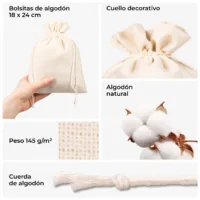 Detalles de fabricación y gramaje - bolsas de algodón eco