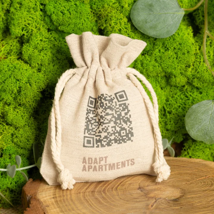 Bolsa de lino con impresión de código QR