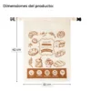 Bolsa de algodón para pan con medidas 32 x 42 cm y cierre de clip