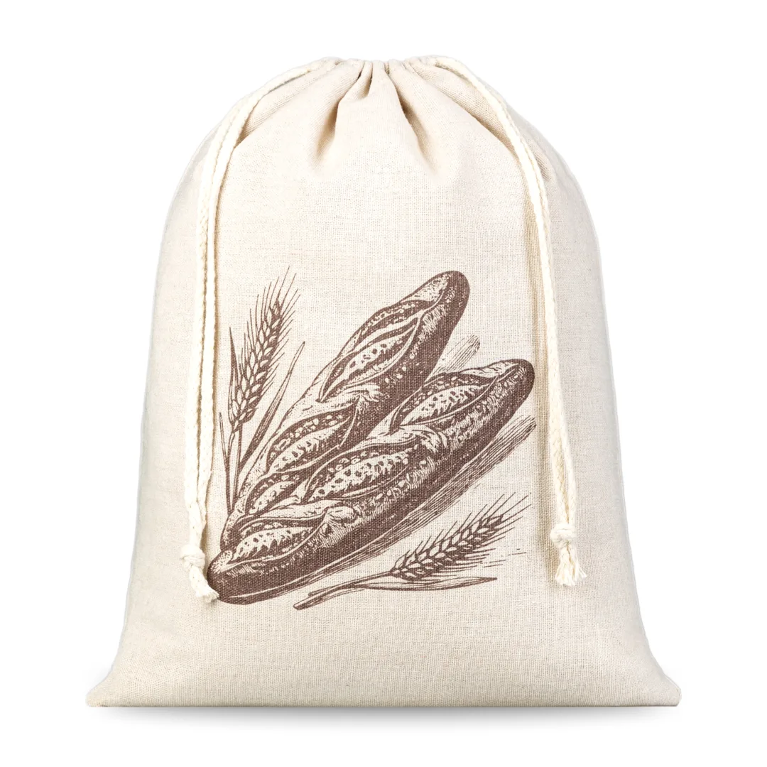 Bolsa para pan y productos de panadería 30x40 cm con estampado y cordón ajustable